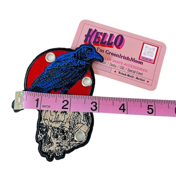 Raven skull shoe charm patch for roller skates and boots    Gothic shoe charms - Picture 7 of 9